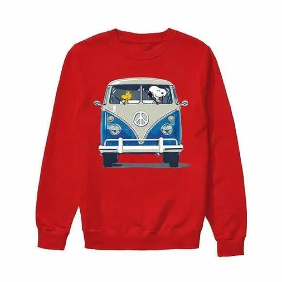 Snoopy Driving Hippie Car Volkswagen Beetle Shirt - Picture 1 of 4